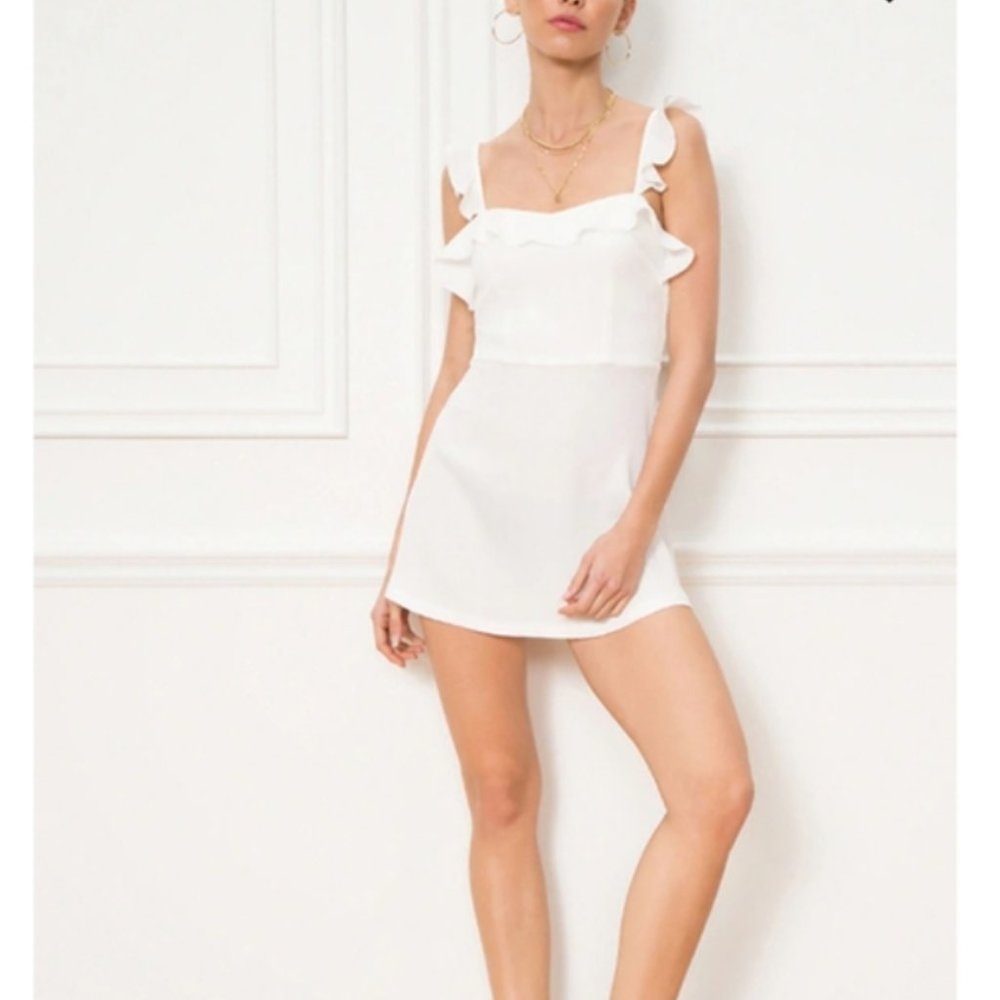 Superdown/ White Peyton Ruffle Cami Mini Dress Xs - image 1